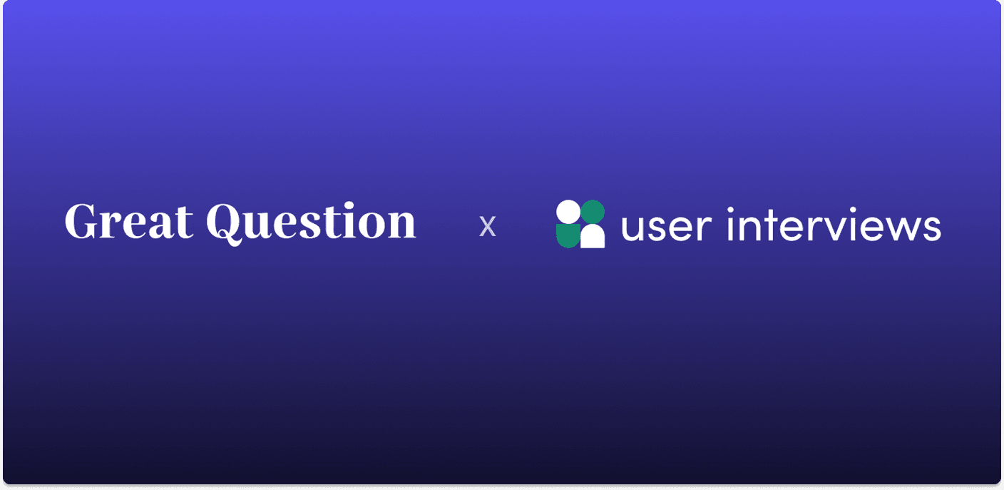 Great Question and User Interviews logos side by side, marking the new external panel partnership