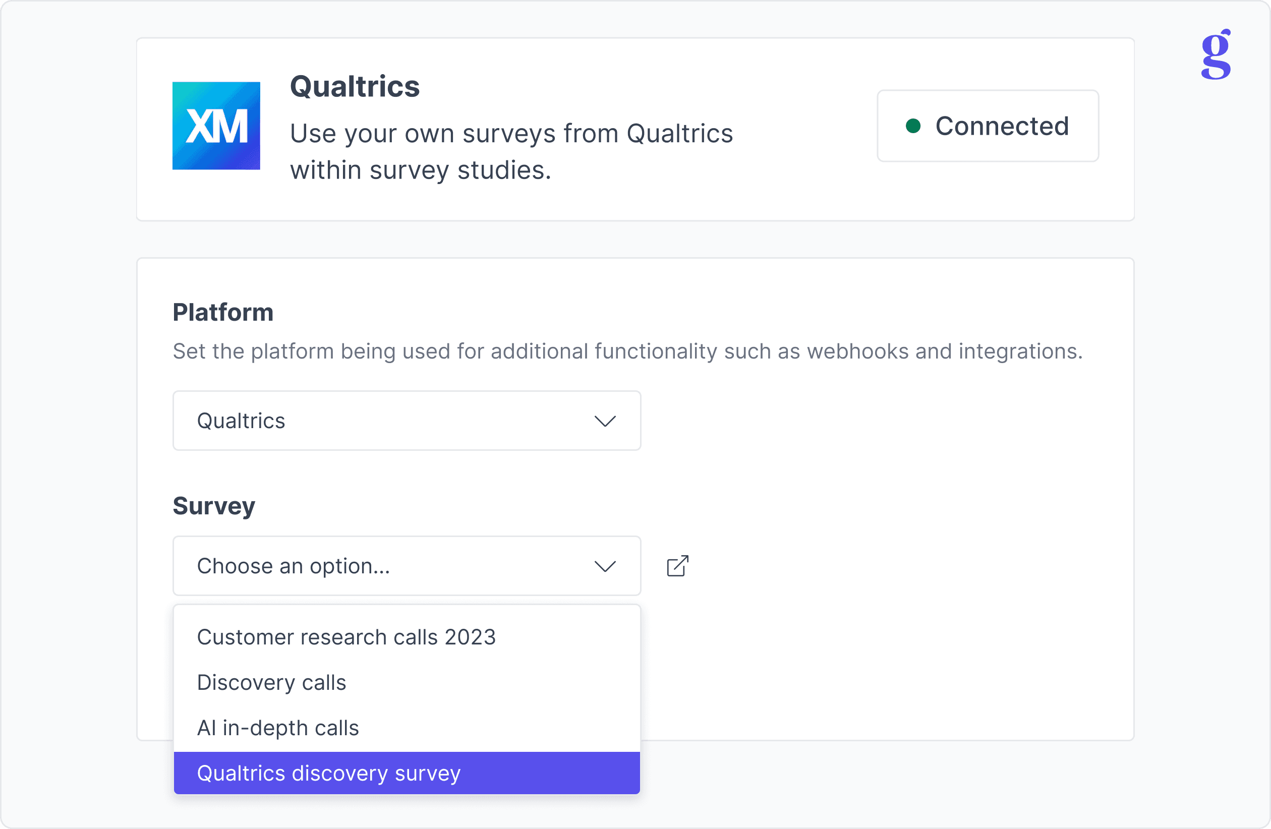 Qualtrics Integration importing survey data into Great Question.