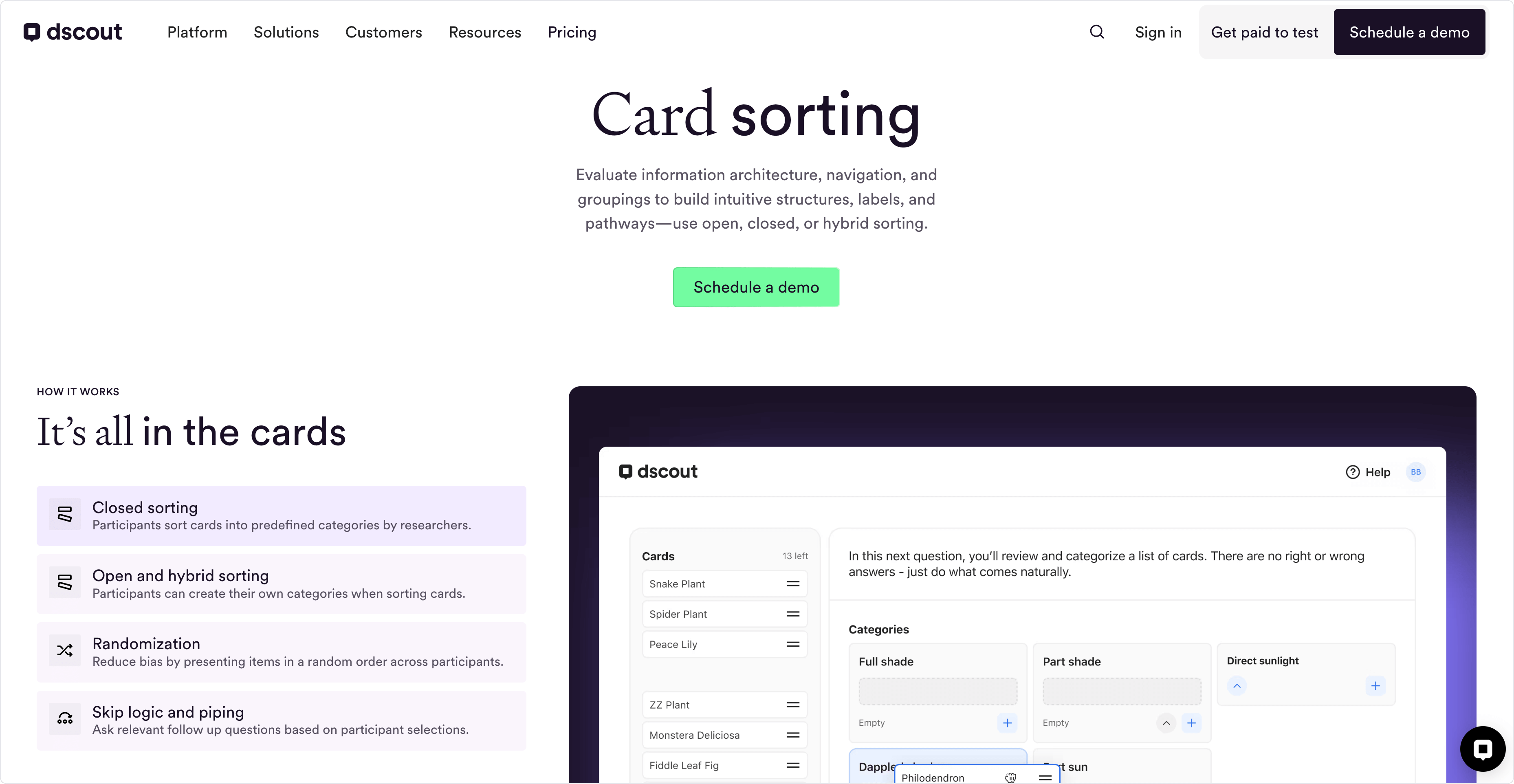 Dscout card sorting interface