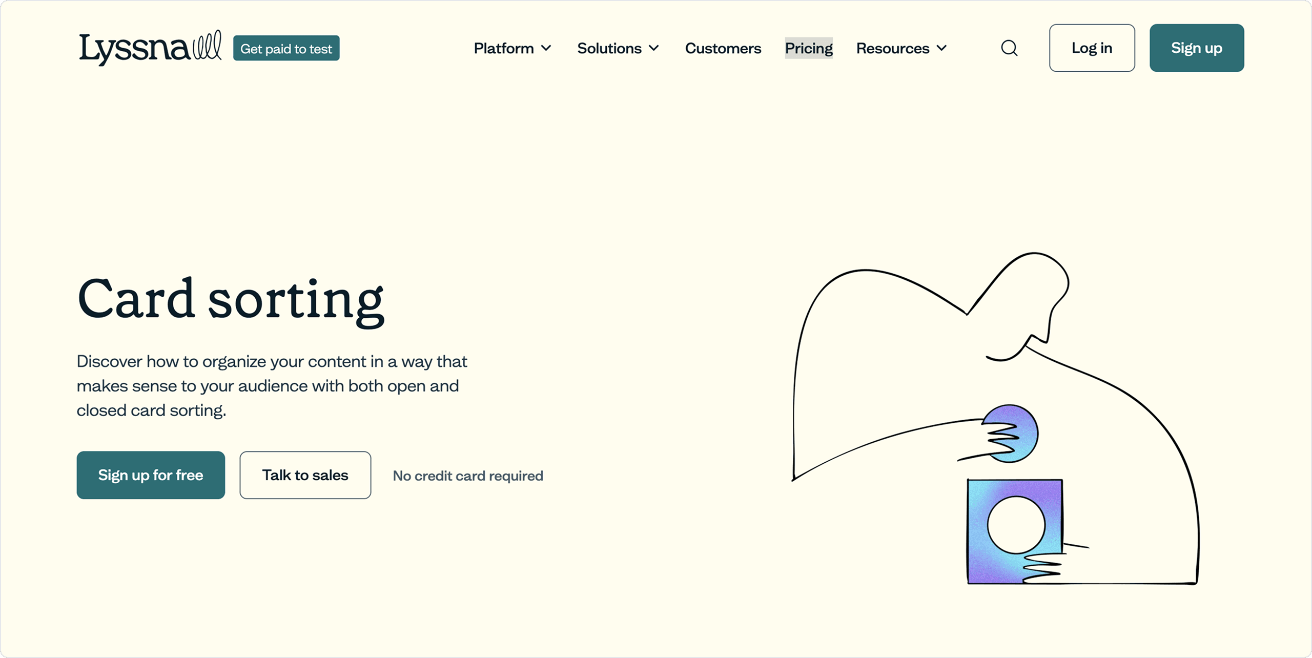 Lyssna card sorting interface