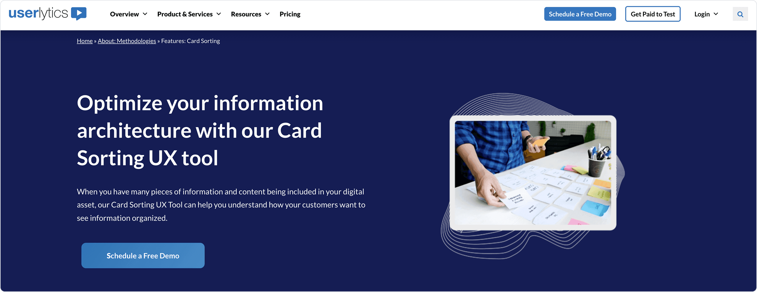 Userlytics card sorting interface