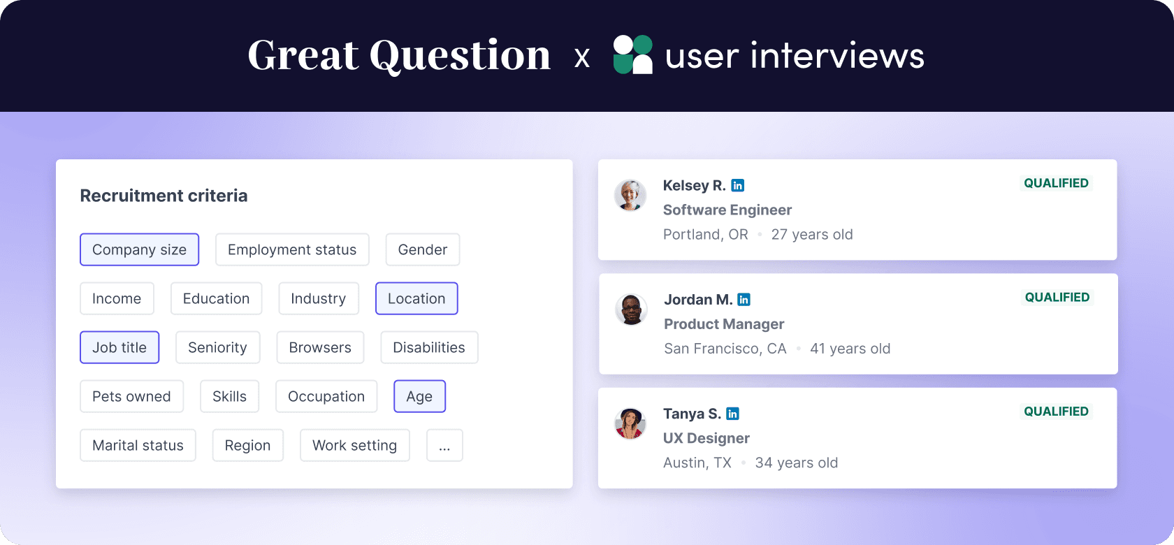 The User Interviews integration in Great Question.