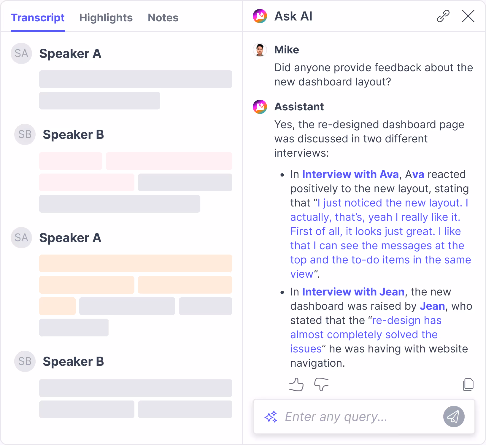 AI integration into the research workflow in Great Question