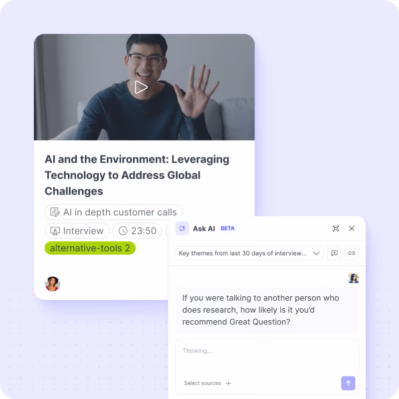 A recorded session card beside the Ask AI panel