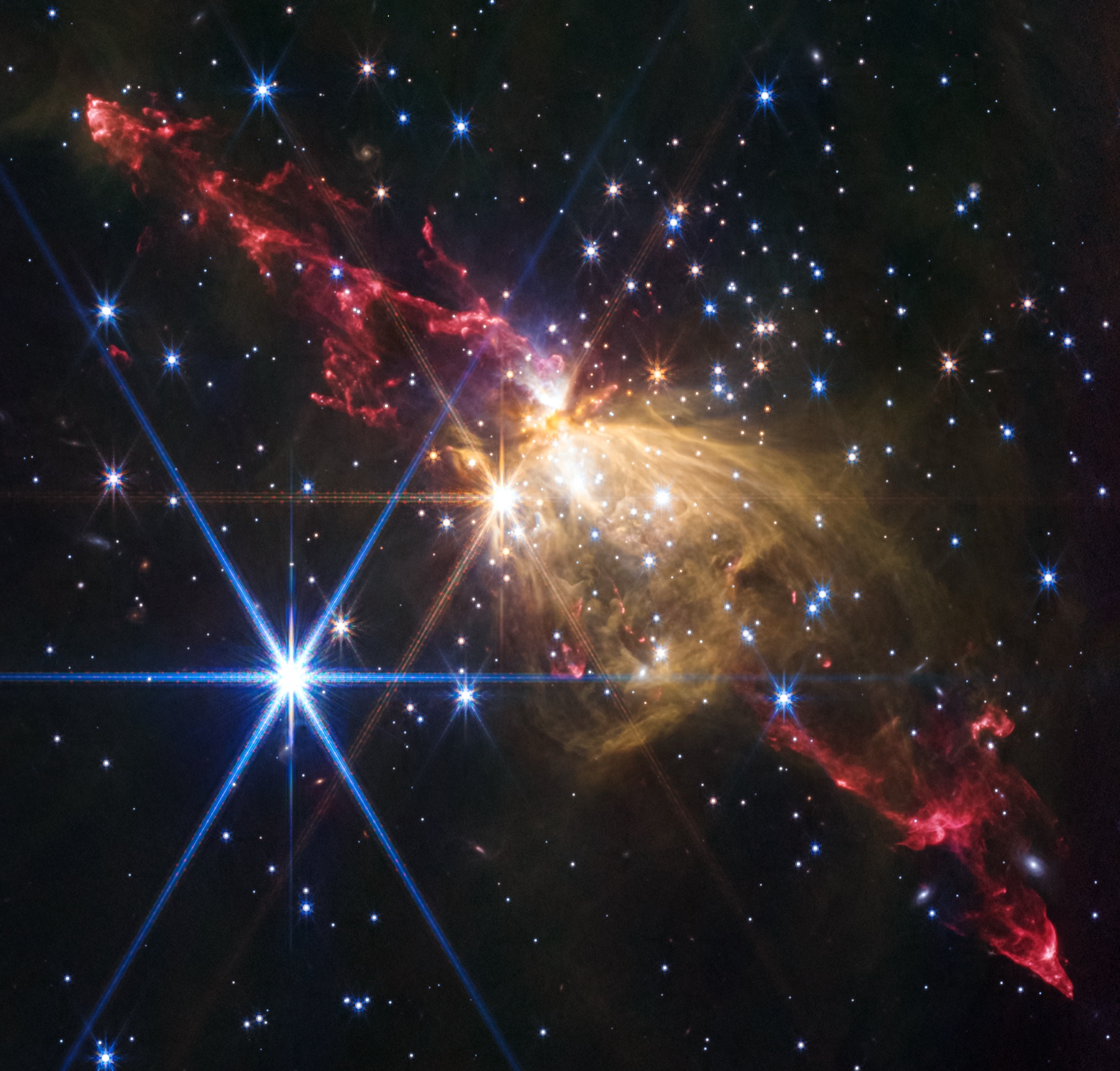 Webb image of an immense stellar jet on the outskirts of the Milky Way.