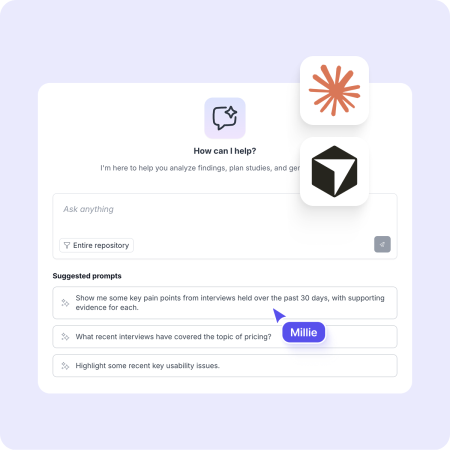 Great Question’s Ask AI panel beside the Claude and Cursor marks